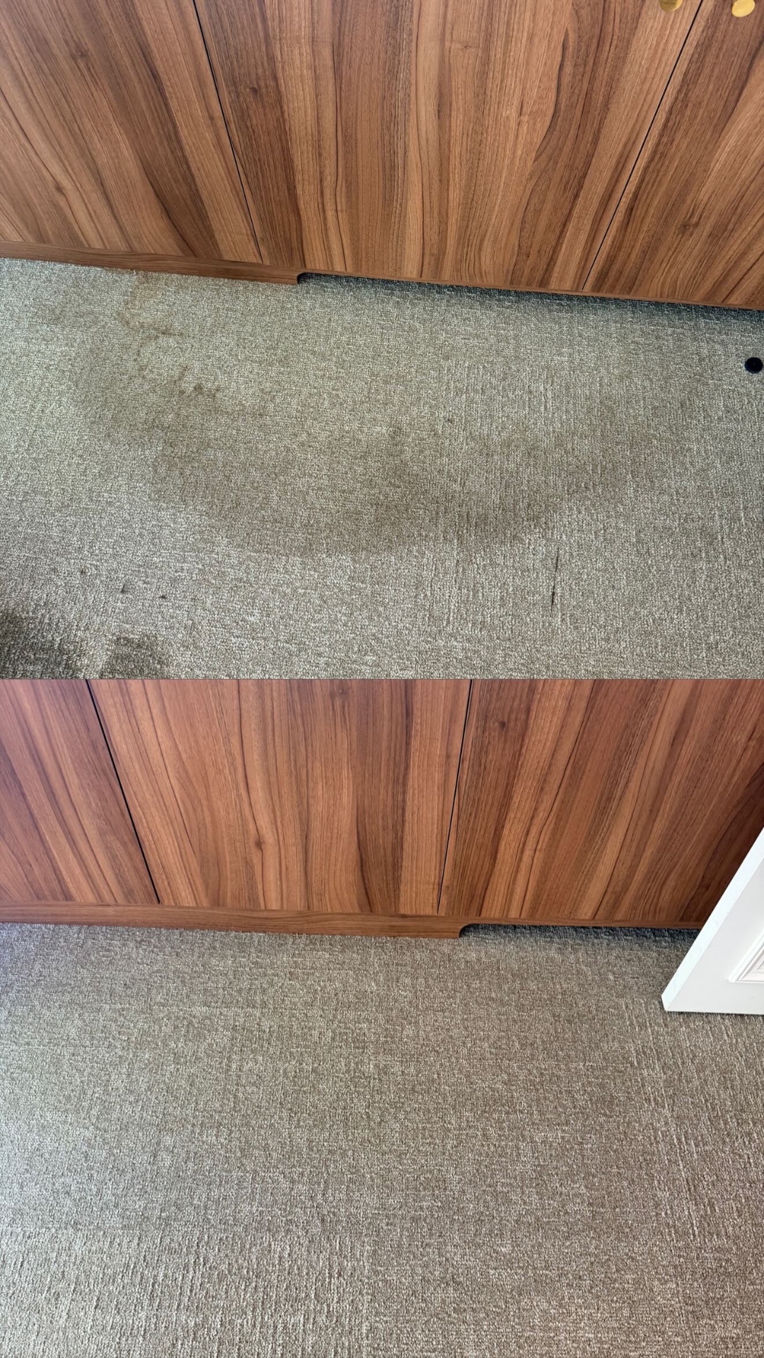 Avant après nettoyage de moquette de bureau tachée à Paris
